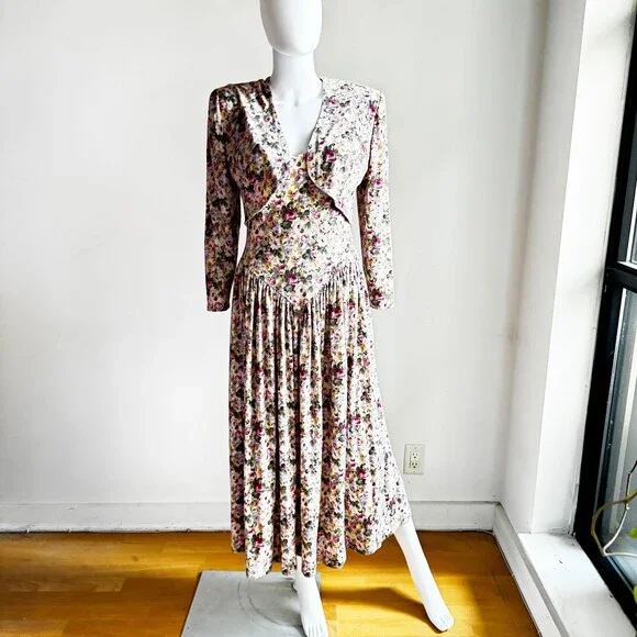 Vintage 90s Models Centre Floral Dress and Bolero Jacket Set S - Picture 13 of 13